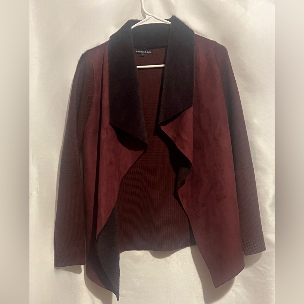 New York & Company Burgundy Open-Front Blazer
